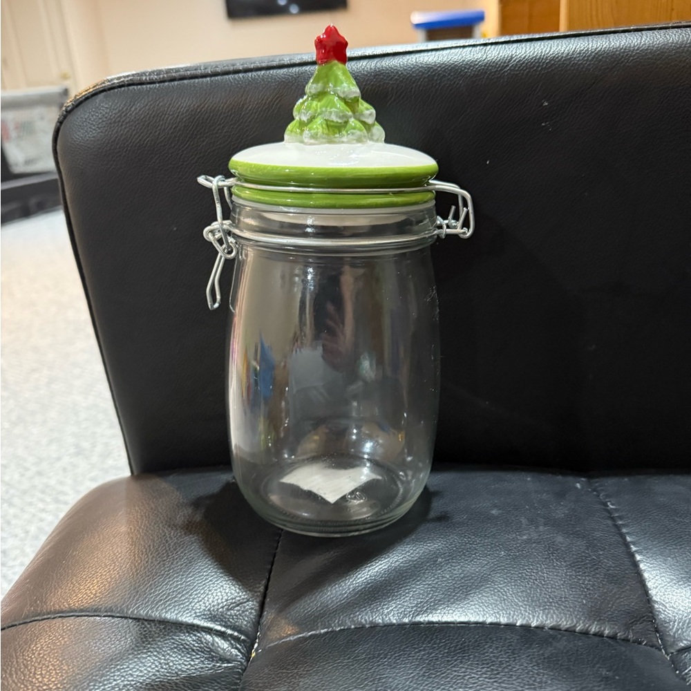 Festive Glass Jar with Christmas Tree Lid